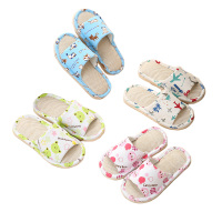 儿童亚麻拖鞋宝宝男童女童室内秋冬四季居家用可爱卡通棉麻布小孩