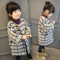 加棉加厚2017冬装新款童装毛呢大衣女童呢子外套儿童宽松中大童韩