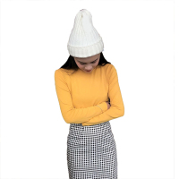 秋冬新款加厚磨毛堆堆领修身百搭针织打底衫女宽松高领套头上衣潮