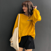 早秋装女2018新款chic上衣慵懒宽松港味韩版学生ins超火的长袖T恤