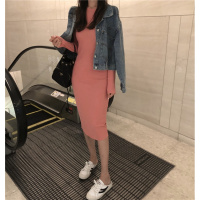 牛仔外套女春秋装2018新款韩版chic长袖上衣宽松短款开衫+连衣裙