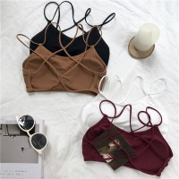 女装韩版带抹胸裹胸交叉美背文胸防走光打底无钢圈少女纯色内衣