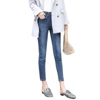 牛仔裤女加绒春秋2018新款高腰韩版显瘦黑色ins九分裤紧身小脚裤