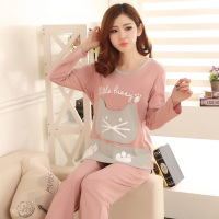 睡衣女士春秋季宽松纯棉卡通长袖套装薄款甜美清新学生全棉家居服