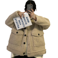 扑啦啦韩风chic厚羊羔毛冬季外套女宽松长袖学生棉服2018新款棉衣