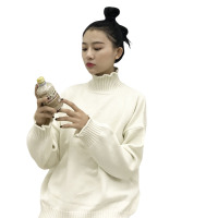秋冬女装韩版chic宽松套头卷边高领网红打底衫针织衫外穿毛衣上衣