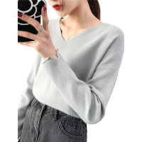2018短款V领针织衫秋冬新款宽松上衣女装套头长袖韩版毛衣打底衫