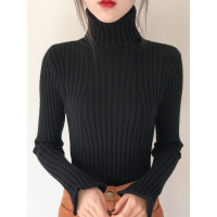 秋冬2018新款白色加厚高领毛衣女短款套头修身长袖超火针织打底衫