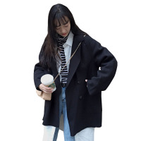 秋冬女装2018新款韩版中长款BF风宽松毛呢外套赫本风休闲呢子大衣