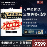 索普恩(SOOPOEN)燃气壁挂炉天然气热水器家用两用采暖炉洗浴地暖锅炉 双水泵强动力BW-50KW(60-500㎡)