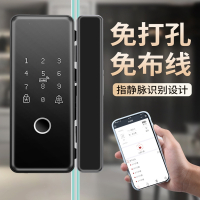 指纹锁免开孔玻璃门智能密码锁双门单门电子门锁古达公司办公室刷卡