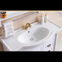 定制带防水边陶瓷洗手盆古达一体盆高边柜盆半嵌入式洗脸盆台上盆洗面盆