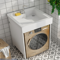 定制小户型阳台洗衣机柜太空铝洗衣柜一体台盆组合带搓板洗手洗脸台柜