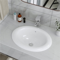 台中盆半嵌入式洗脸洗手盆盘卫生间古达陶瓷椭圆形台上盆半镶入式面盆