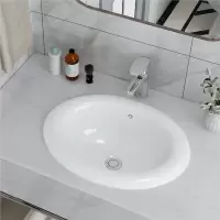 台中盆半嵌入式洗脸洗手盆盘卫生间古达陶瓷椭圆形台上盆半镶入式面盆