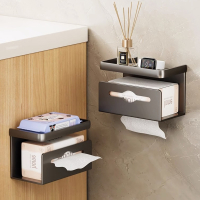 古达卫生间纸巾盒壁挂式抽纸架洗手间浴室免打孔厕纸盒厕所卷纸置物架