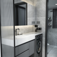 古达浴室滚筒洗衣机一体柜组合岩板洗手盆卫生间洗脸池阳台洗漱台