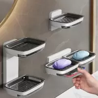 古达肥皂盒壁挂式沥水家用免打孔创意 双层置物架卫生间浴室盒