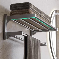 毛巾架卫生间免打孔浴室毛巾挂杆置物架洗手间壁挂式收纳浴巾架子