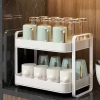 古达杯子收纳置物架双层茶杯架茶具收纳架沥水托盘家用桌面放水杯杯子