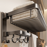 法耐(FANAI)枪灰毛巾架卫生间免打孔浴室置物架一体挂架厕所洗手间套件浴巾架