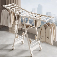 古达晾衣架阳台家用落地室内挂衣架晒衣架可折叠移动铝合金晒被子