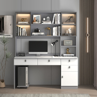 芊怡(QIANYI)木书桌书架一体桌电脑桌卧室家用轻奢办公桌子学生写字桌学习桌