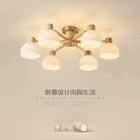 古达客厅灯北欧日式原木风木大厅主灯现代简约创意温馨枝形吸顶灯