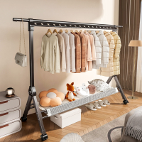 芊怡(QIANYI)移动折叠晾衣架落地室内晒衣服铝合金架子室外阳台被子晾衣杆加粗