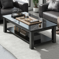 芊怡(QIANYI)茶几客厅家用现代简约钢化玻璃办公室极简茶台小户型茶桌