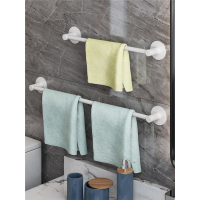 卫生间免打孔毛巾架浴室古达壁挂厕所太空铝单双杆毛巾杆简约置物挂架