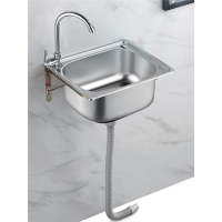古达不锈钢挂墙水槽小单槽厨房简易洗菜盆洗碗池洗手盆水池单盆带支架