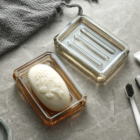 古达玻璃皂盒创意大号肥皂香皂盒现代简约皂碟盘子透明蓝色手工皂托_透明
