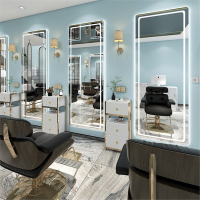 新款网红理发店镜台发廊专用美容美发店镜子定制带灯单面镜烫染镜