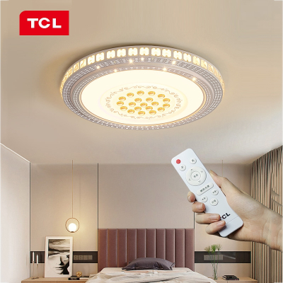TCL吸顶灯温馨浪漫圆形主卧室灯led简约现代房间创意水晶灯饰灯具