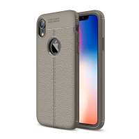 HIGE/苹果XR手机壳 荔枝纹手机套iphone XR硅胶保护套 简约硅胶全包商务软壳 6.1英寸 太空灰