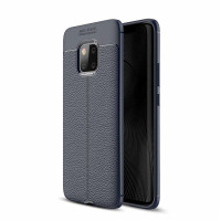 HIGE/华为mate20荔枝纹手机保护壳/套 mate20pro硅胶全包防摔商务软壳保护套 藏青色mate20 X