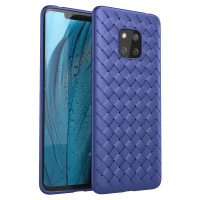 HIGE/华为mate20保护壳/套 mate20 pro皮纹编织透气散热硅胶全包软壳手机壳 mate20 pro 蓝色