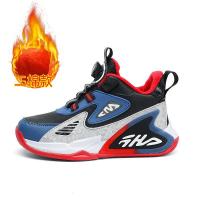 邦塞斯 男童鞋2022秋冬中大童男孩跑步运动鞋摩擦有声儿童篮球鞋旋转纽扣二棉