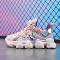 邦塞斯 男女儿童运动鞋防滑旋转纽扣跑步鞋超轻男童潮耐磨