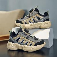 邦塞斯 男女童鞋子2022旋转纽扣秋款防水皮面儿童秋冬季轻便潮运动鞋