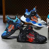 邦塞斯 男童鞋子透气秋冬季2022新款旋转纽扣儿童运动跑步鞋防滑