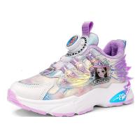 邦塞斯 艾莎公主女童鞋2022秋冬季二棉新款防水旋转纽扣儿童运动鞋女孩旅游鞋子