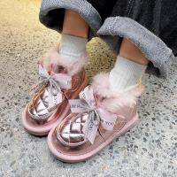 邦塞斯 儿童雪地靴女童短靴加厚加绒冬季亲子靴子保暖防滑