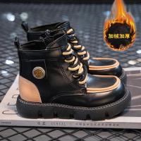 邦塞斯 男女童鞋马丁靴2022秋冬季新款儿童短靴秋冬款女孩加绒二棉炸街靴子