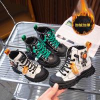 邦塞斯 男女童马丁靴2022秋冬新款加绒儿童短靴子中大童男女童