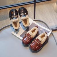 邦塞斯 女童鞋加绒儿童皮鞋2022新款秋冬季英伦软底小宝宝加绒公主鞋