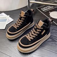 邦塞斯 女2022秋新款黑色ins潮复古厚底增高运动休闲女鞋