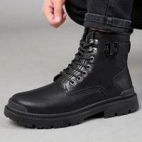 邦塞斯 时尚新款中帮马丁工装鞋皮面经典百风男款潮流休闲男鞋