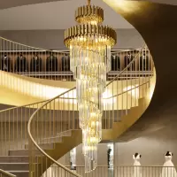 康利诗顿灯饰复式楼别墅大吊灯现代简约水晶客厅欧式中空大厅旋转楼梯灯长吊灯